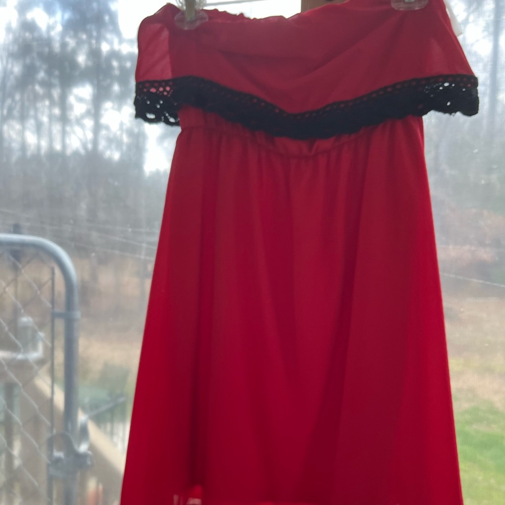 Pixie and Ivy red and black off the shoulder dress.  Size Small.